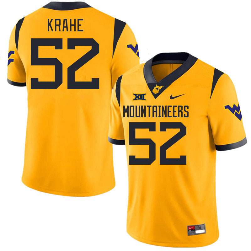 #52 Nick Krahe West Virginia Mountaineers College 2024 New Uniforms Football Jerseys Stitched Sale-Gold